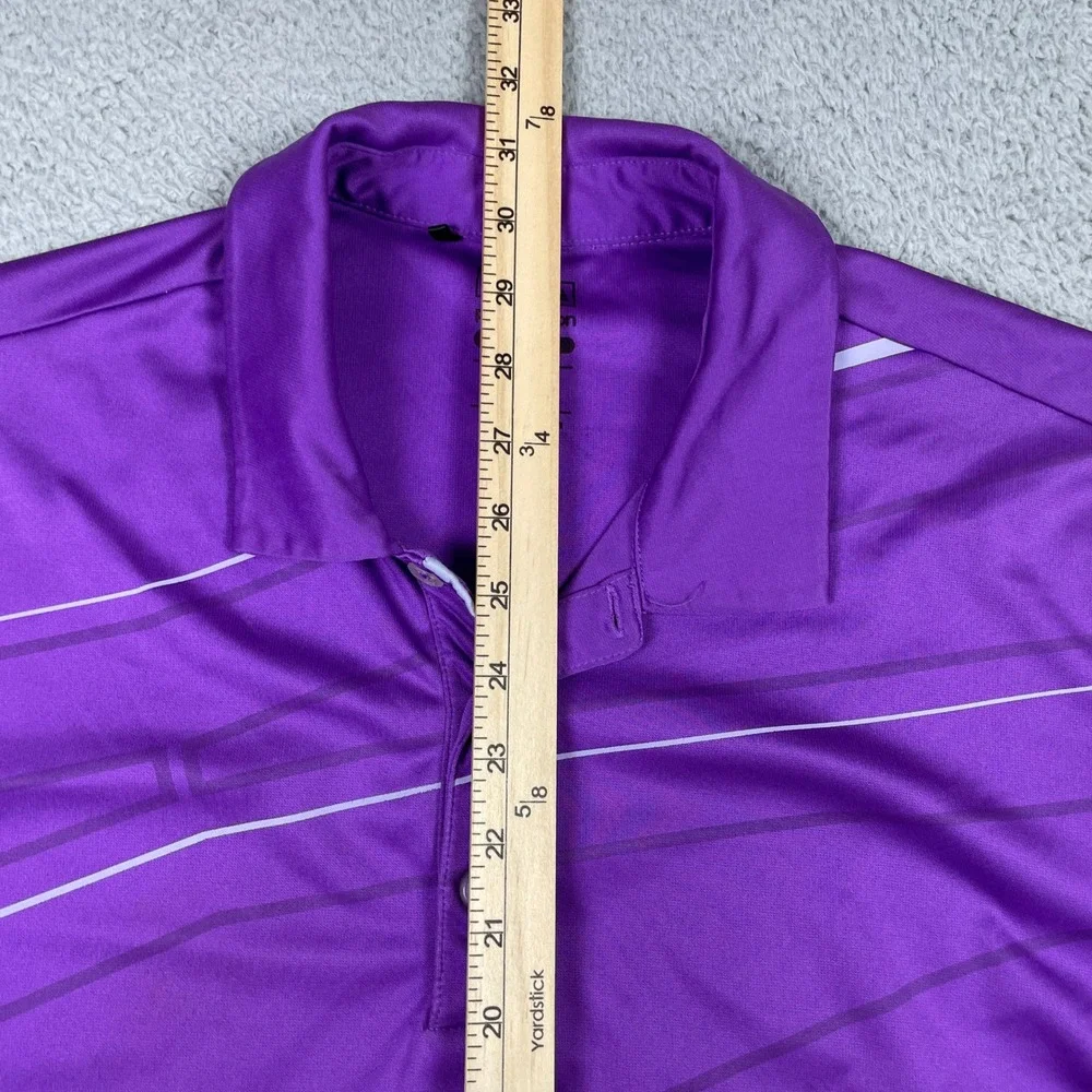 Adidas Puremotion Golf Polo Mens Medium Purple Graphic Short Sleeve Performance